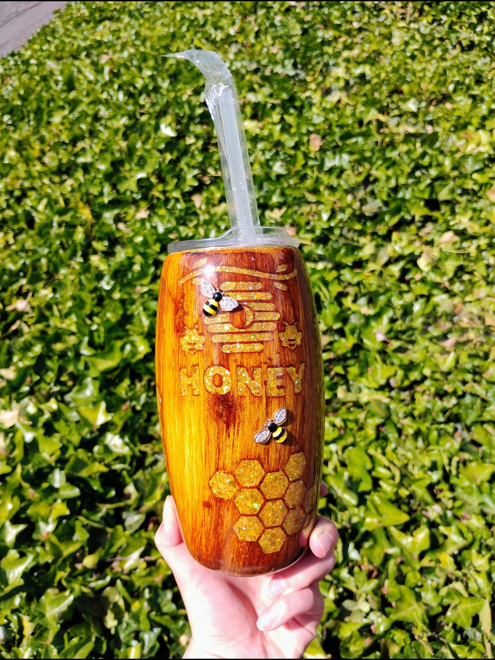 Winnie The Pooh Custom Hand Painted Tumbler with Straw - NWT